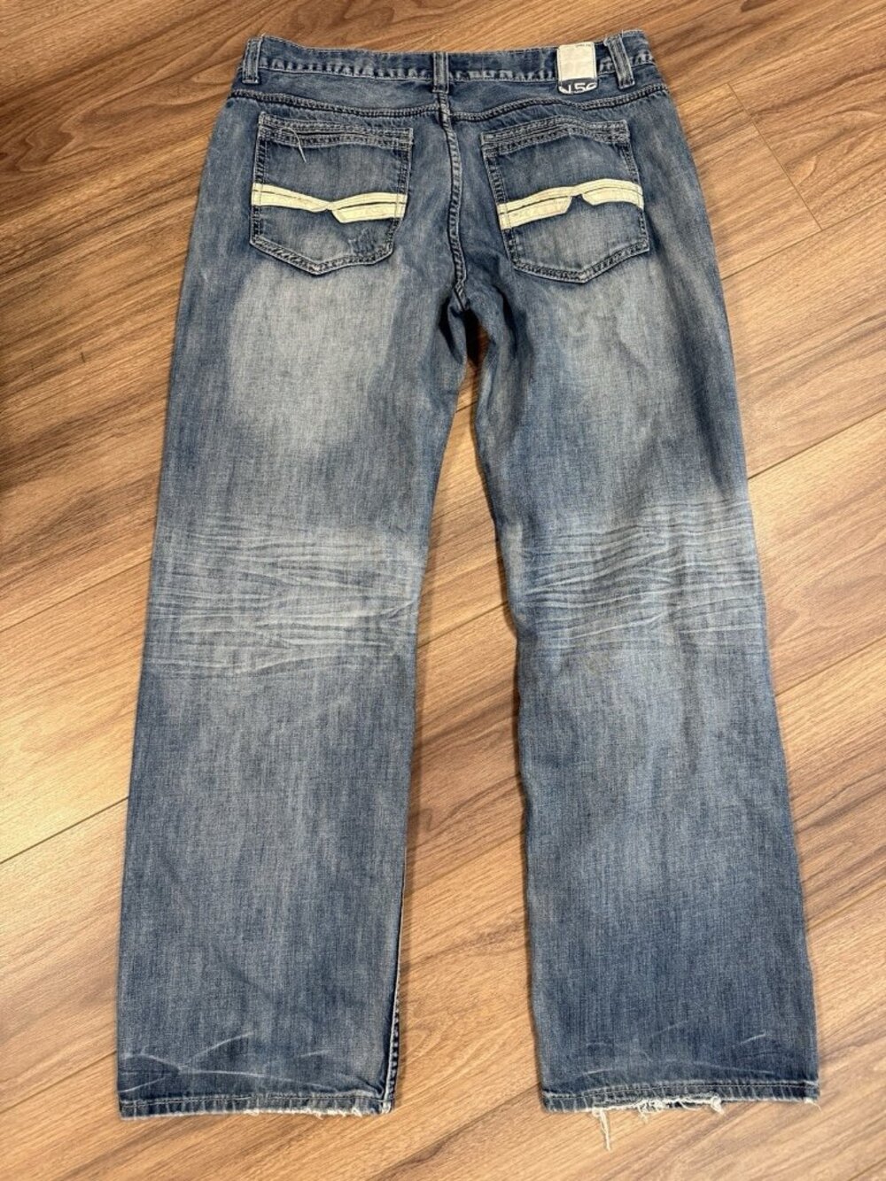 Helix Y2K Loose Straight Jeans Mens 36x34 Faded Blue Denim